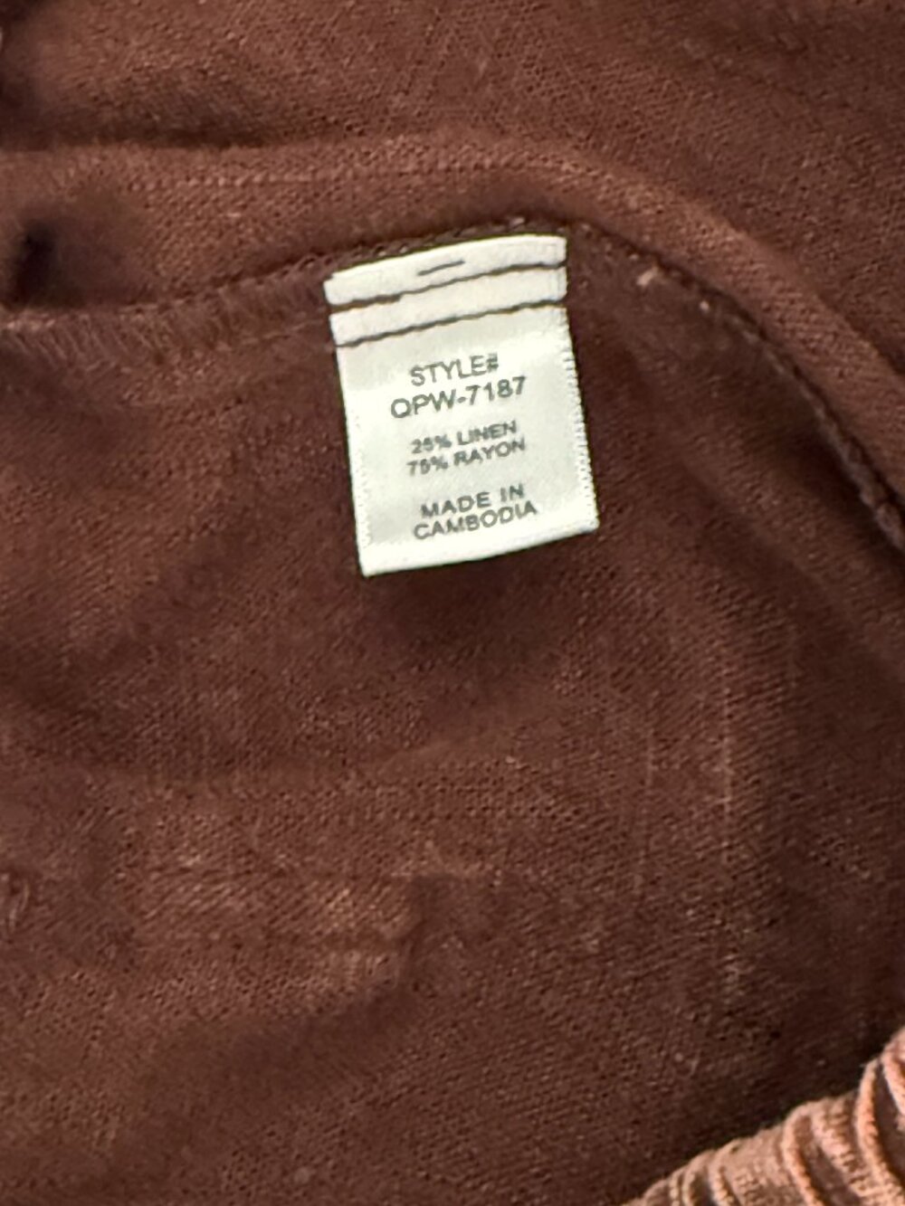 Zenana Outfitters Linen Blend Mahogany Mineral Wash Wide Leg Cargo Pants NWT - Picture 12 of 13